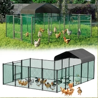 Chicken Run Coop 304.8 x 396.24 cm Covered Poultry Rabbit Hen Cage with Feeding Door