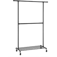 VIKUS Industrial Clothing Rack with Wheels Double Rod