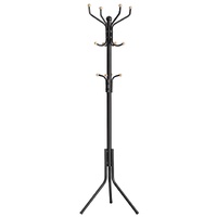 VIKUS Metal Coat Rack Stand Hat Hanger Black 182cm