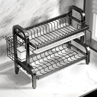 GENUX Compact 2-Tier Dish Drying Rack with Drainboard