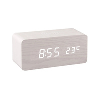 GENUX LED Wooden Desk Clock with Qi Wireless Charger