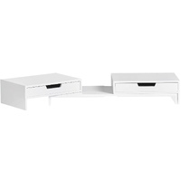 VIKUS White Monitor Stand with Drawers Storage