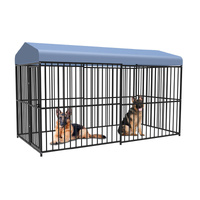 GENUX Heavy Duty Black Metal Dog Kennel Indoor Outdoor 3M