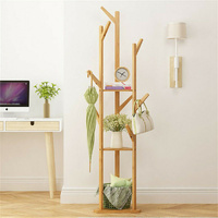 GENUX Bamboo Coat Rack Stand with Umbrella Holder Storage