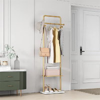 GENUX Gold Metal Coat Rack Stand Granite Base Hall Tree