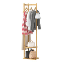 GENUX Bamboo Coat Hat Rack Shoe Shelf Stand Hanger