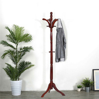 GENUX Birch Wood Coat Rack Stand Adjustable Hall Tree Entryway