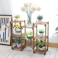GENUX 8-Tier Wooden Plant Stand Garden Shelf Indoor Outdoor