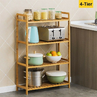 GENUX Bamboo 4-Tier Shelving Unit Kitchen Bedroom Bookshelf