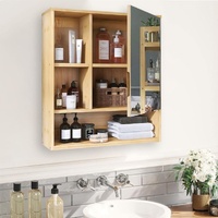 GENUX Bamboo Wall Medicine Cabinet Mirror 55.5cm 5-Shelf