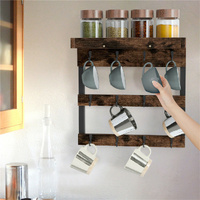 GENUX Wooden Wall Mounted Coffee Mug Rack 12 Hooks