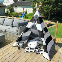 GENUX Kids Teepee Tent Linen Striped Playhouse