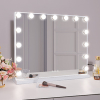 GENUX Hollywood LED Vanity Mirror White Silver Wall Mount