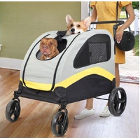 GENUX Foldable Dog Pet Stroller with Divider Travel Cart