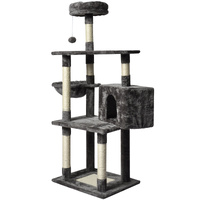 GENUX Large Cat Tree Tower Condo Scratching Post Grey Bed