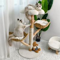 GENUX Cat Tree Scratcher Plush Sisal Willow with Basket Cushion