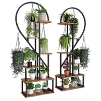 GENUX 6 Tier Corner Plant Stand Metal MDF Ladder Shelf