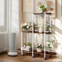 GENUX Plant Stand with Wheels Indoor Outdoor Flower Rack Display