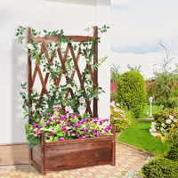 GENUX Elevated Wooden Planter Box 64x36.5x115cm with Trellis