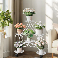 GENUX Movable Metal Plant Stand Garden Cart Indoor Outdoor