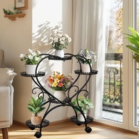 GENUX Rolling Metal Plant Stand Indoor Outdoor Garden Shelf