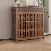 GENUX Wooden Shoe Rack XL 4 Tier 3 Door Cabinet Organiser