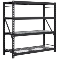 Black Industrial Rack with Interlocking Wire Deck, Heavy Duty Steel Construction