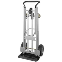 Black 4 In 1 Folding Toe Plate Hand Truck for Heavy Loads, Aluminium and Steel Hybrid