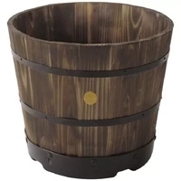 Burnt Oak 37cm Wooden Barrel Planter 6 Pack - Durable Composite for Flowering Plants