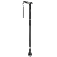 Adjustable Black Walking Stick with Folding Design and Shock Absorbing Tip