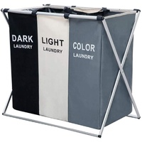 3 in 1 Large 135L Laundry Hamper Basket with Waterproof Bags & Aluminium Frame