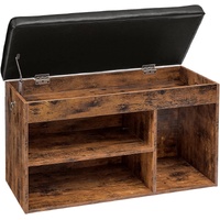 Shoe Storage Bench with Padded Cushion, Flip-Open Box & Adjustable Shelf