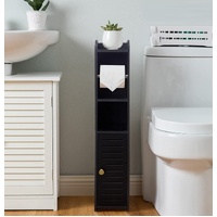 Toilet Paper Roll Holder Bathroom 76cm Black with Roller