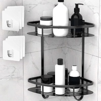 2 Pack Aluminum Adhesive Shower Corner Shelf Storage Rack