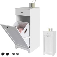White Bathroom Cabinet with Laundry Basket & Drawer