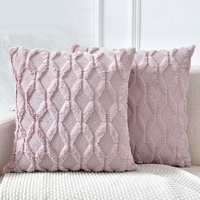 2 Pack Boho Throw Pillow Covers 45 x 45 cm Pink Decorative