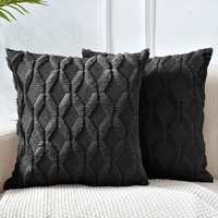 2 Pack Boho Throw Pillow Covers 45 x 45 cm Black Decorative
