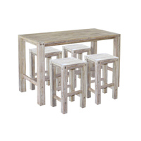 QFurniture Bar Table & Stools Dining Set - White