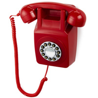 GPO 746 Retro Rotary Wall Mount Landline Phone Red