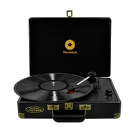 mbeat Woodstock Black Retro Turntable Vinyl Player