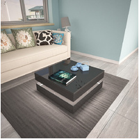 Laila's Creations Modern High Gloss Coffee Table LED Lights Black