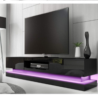 Laila's Creations Modern High Gloss LED RGB TV Unit 220cm Black