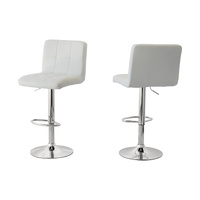 Hacienda 2 Tall Back Padded Leather Barstools White 90-110cm