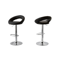 Hacienda 2 Curve Padded Leather Barstools Black Adjustable 78-99cm