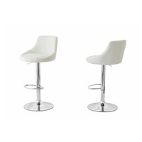 Hacienda 2 Diamond Padded Leather Barstools White Adjustable Height