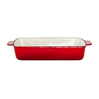 Healthy Choice Enamelled Cast Iron Rectangular Roaster 38.5x23cm Red