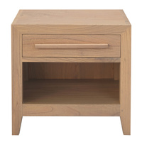 Centrum Dion 1-Drawer Solid Mindi Bedside Table Natural