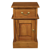 Centrum Furniture Tasmania 1 Door 1 Drawer Bedside Table Light Pecan