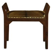 Centrum Furniture Wilson Goat Hide Single Seater Stool Bench Mahogany
