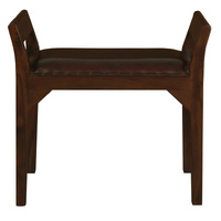 Centrum Furniture Wilson Genuine Leather Single Seater Stool Mahogany